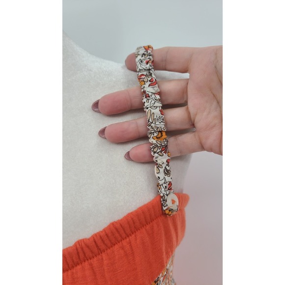 Y2K Indie Patchwork Babydoll Women SunDress Small Boho Floral Orange Mixed Media - Picture 7 of 10